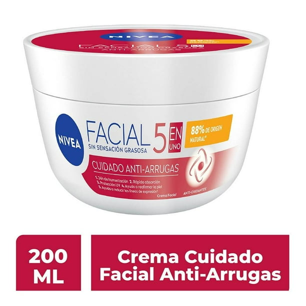 Crema facial NIVEA Cuidado Facial 5en1 antiedad anti arrugas 200 ml