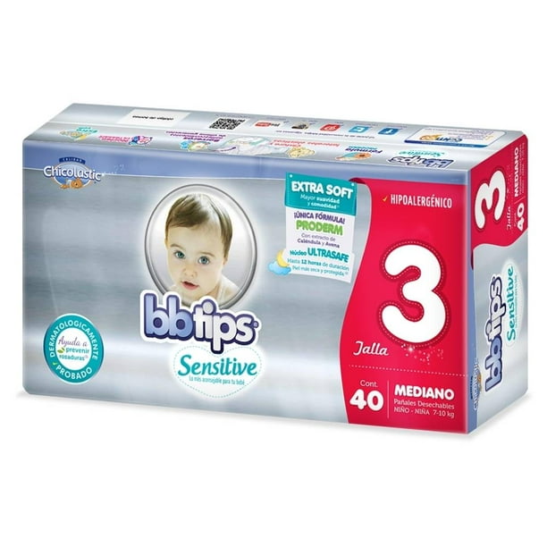 Pañales Bbtips Sensitive talla 3 mediano unisex 40 piezas