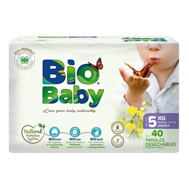 Pañales Bio Baby talla 5 XG unisex 40 pzas