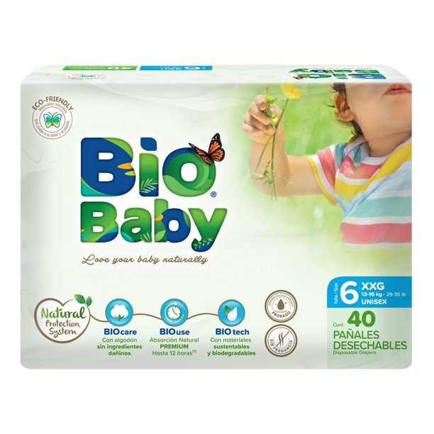 Pañales Bio Baby talla 6 XXG unisex 40 pzas