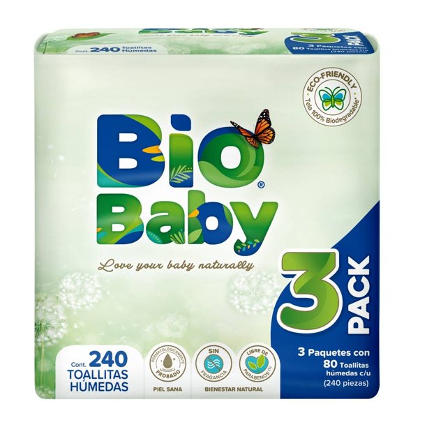 Toallitas húmedas Bio Baby 3 paquetes con 80 toallas c/u