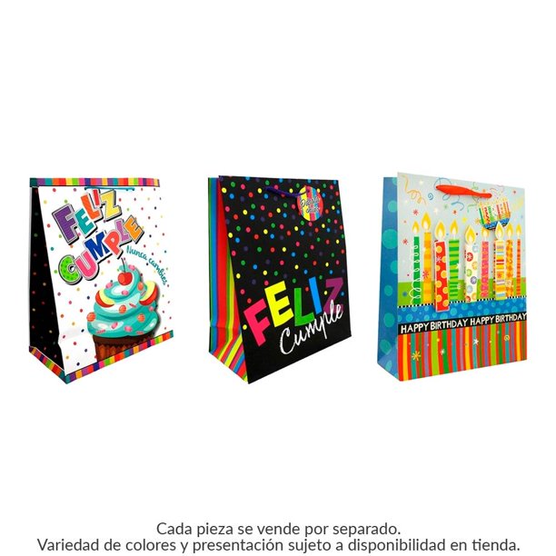 Bolsa de Regalo Dreams Art feliz cumple color mate varios modelos 1 pza