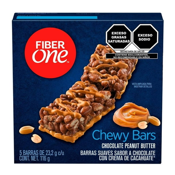 Barras suaves Fiber One sabor chocolate y crema de cacahuate 116 g