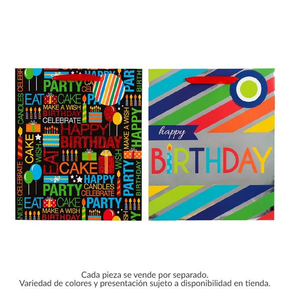 Bolsa de Regalo Paper Craft Grande Happy Birthday Colores Varios Modelos 1 pza