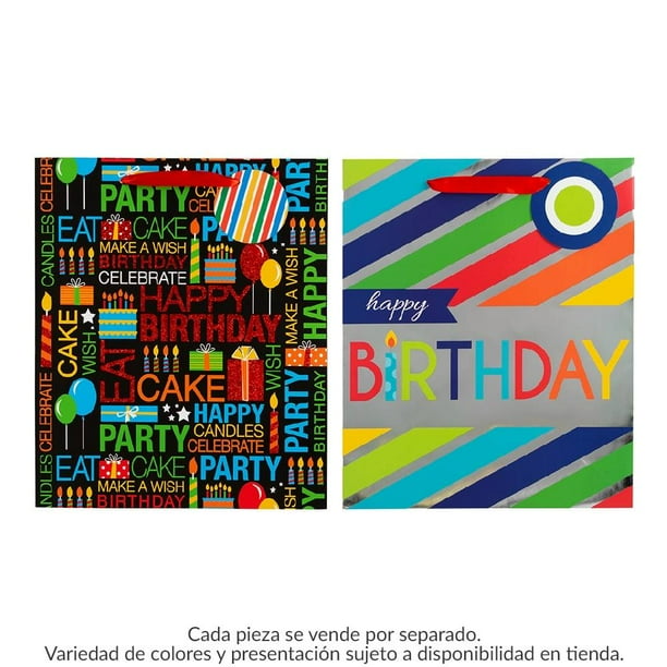 Bolsa de Regalo Paper Craft Grande Happy Birthday Colores Varios Modelos 1 pza