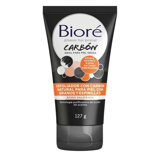 Exfoliador facial Bioré carbón natural para granos y espinillas 127 g