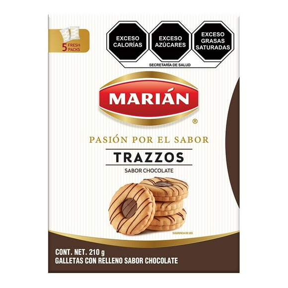 Galletas Marián Trazzos con relleno sabor chocolate 210 g