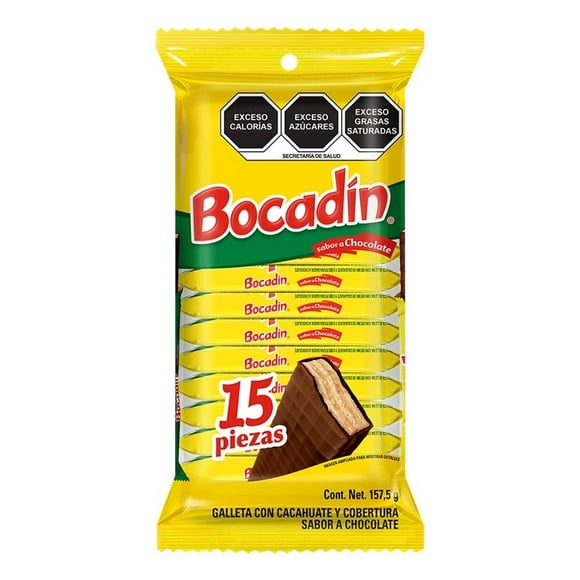 Galleta con cacahuate Bocadín cobertura de chocolate 15 pzas 157.5 g