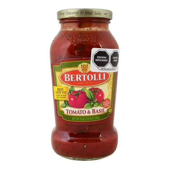 Salsa para pasta Bertolli de tomate y albahaca 680 g