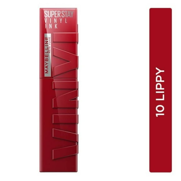 Labial líquido brillante de larga duración, Maybelline Superstay Vinyl Ink tono Lippy 10, 4.2ml