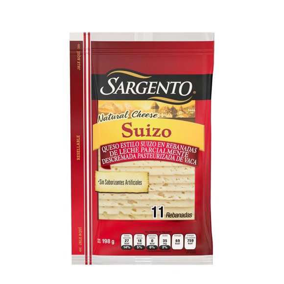 Queso suizo Sargento Natural Swiss natural 11 rebanadas 198 g