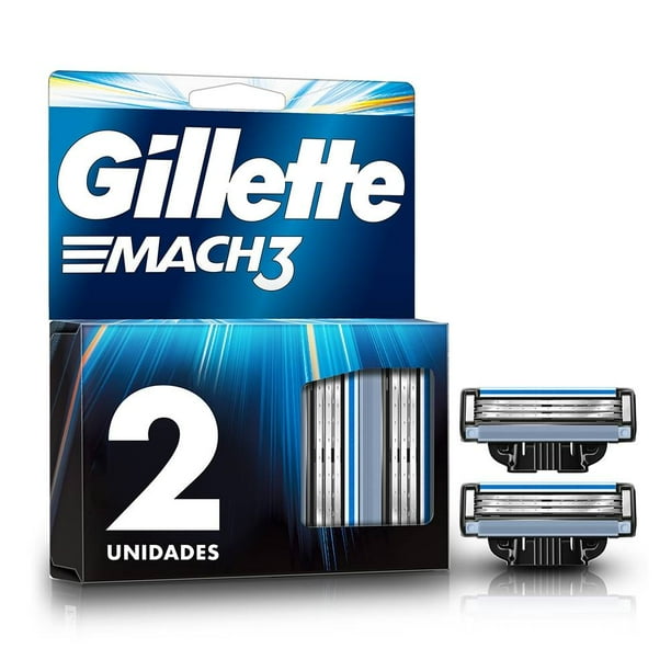 Cartucho de rastrillo Gillette Mach3 con 3 hojas para rasurar al ras 2 pzas