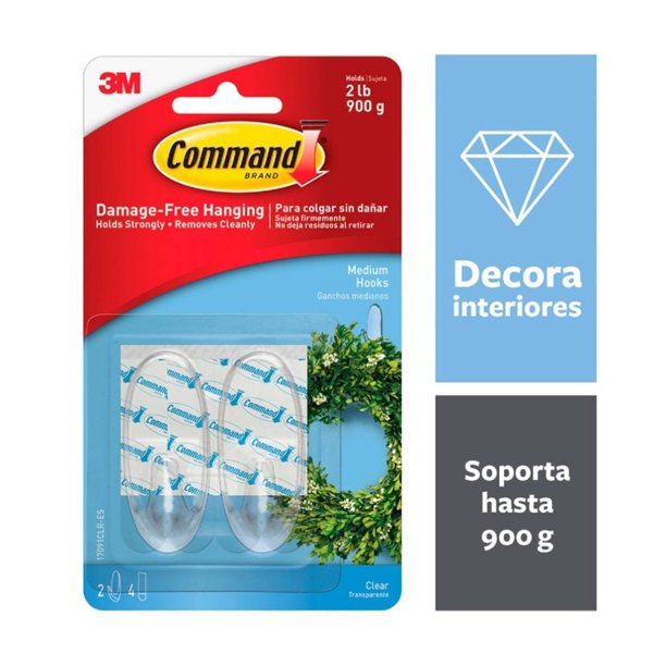 Ganchos 3M Command Medianos Transparentes