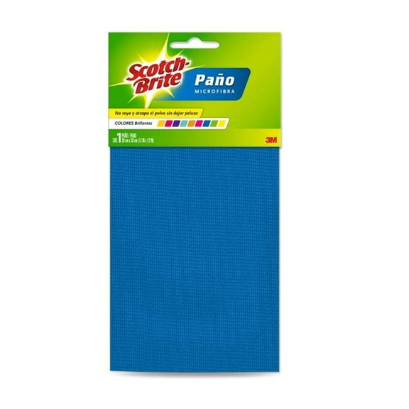 Paño de microfibra Scotch Brite 30 x 30 cm varios colores 1 pza