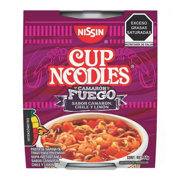 Sopa instantánea Nissin Cup Noodles camarón fuego, chile y limón 64 g