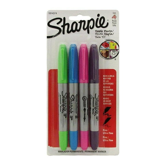 Marcadores permanentes Sharpie doble punta varios colores 4 pzas