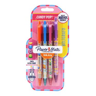 Bolígrafo retráctil Paper Mate Ink Joy candy pop 1.0 mm c/u 4 pzas