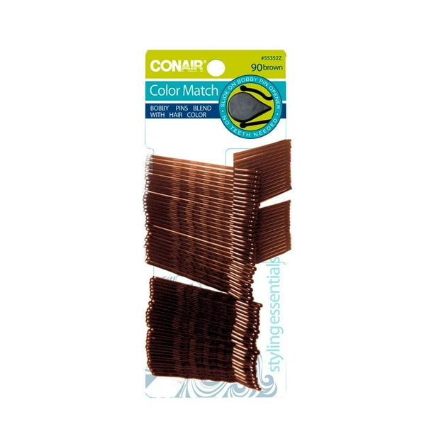 Pasadores para cabello Conair color café 90 pzas