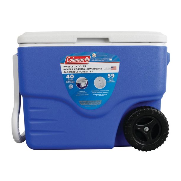 Hielera Coleman de 40 QT con Ruedas Azul 6240A718B