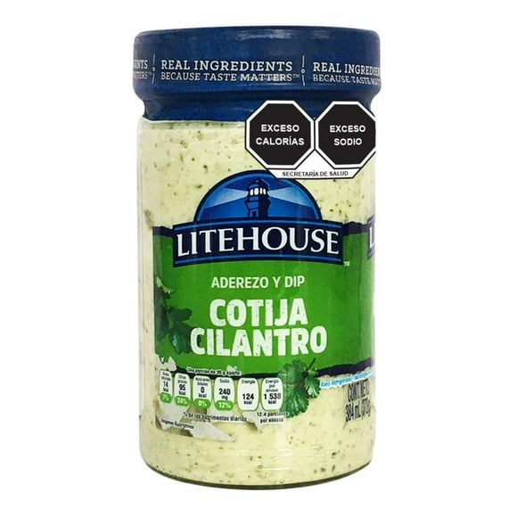 Aderezo y dip cotija cilantro Litehouse 384 ml