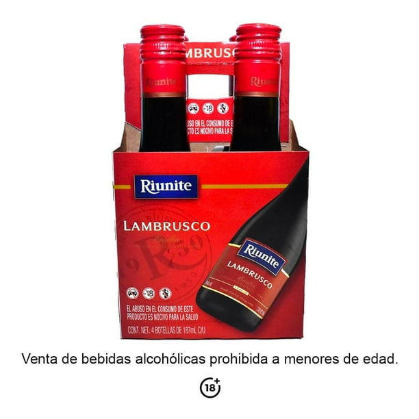 Vino Tinto Riunite Lambrusco 4 Botellas 187 ml cada una