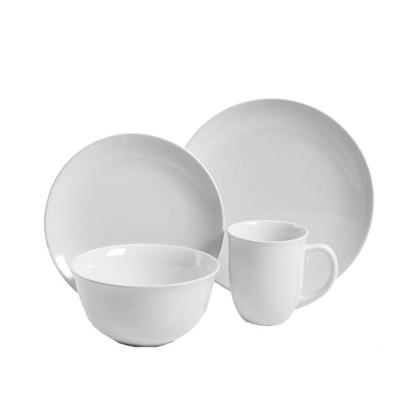 Vajilla Mainstays Colorine de Cerámica Blanco 16 Piezas