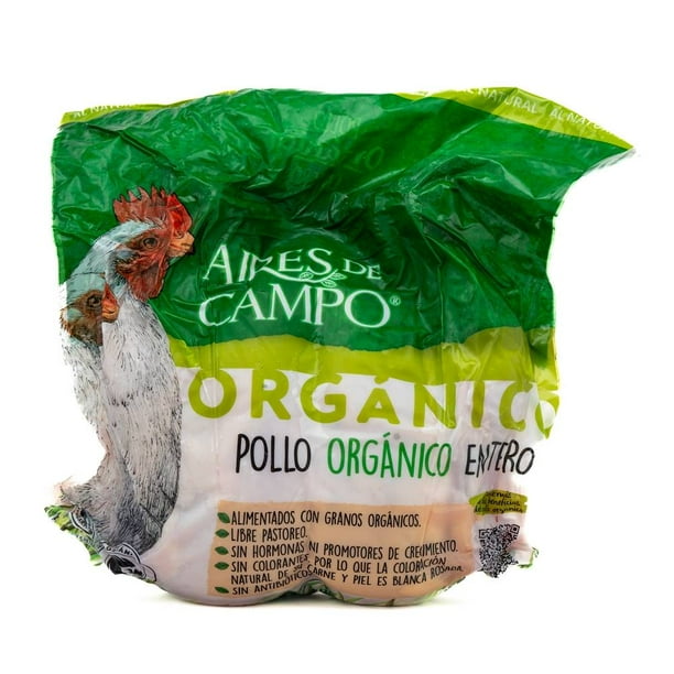 Pollo entero sin cortar orgánico por kg  peso aprox  2 kg