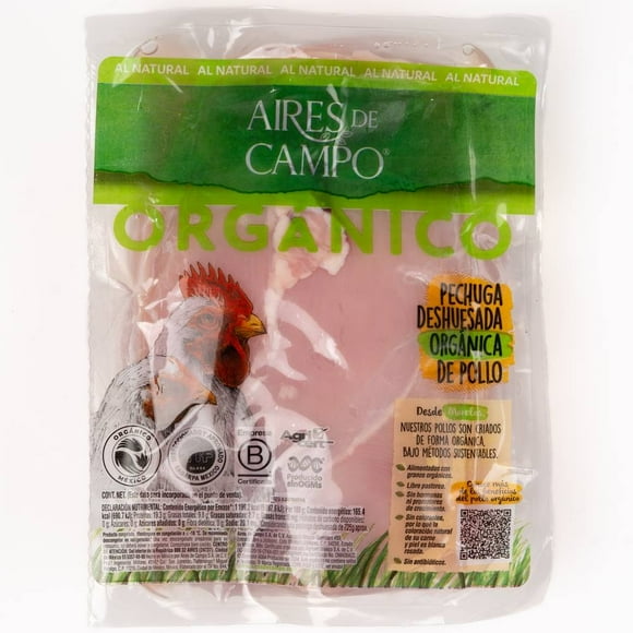 Pechuga de pollo sin hueso orgánica peso aprox 900 g