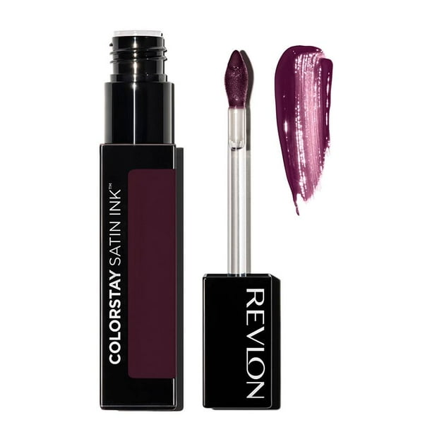 Labial líquido Revlon Colorstay satín ink black cherry ciruela 5 ml