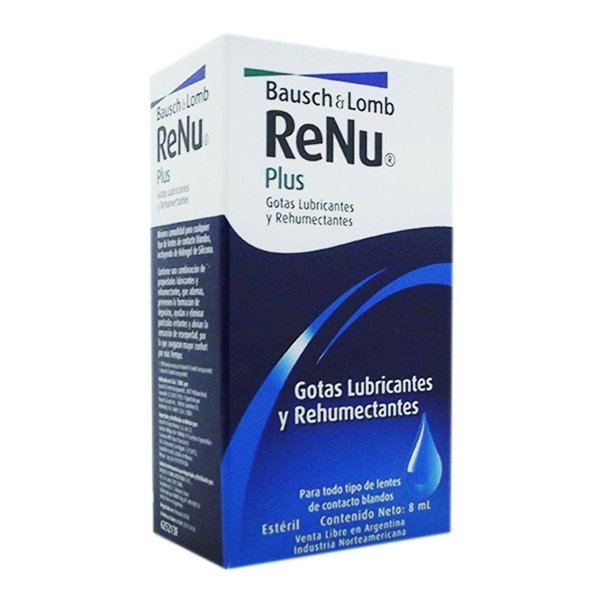 Solución para lentes de contacto Renu plus gotas lubricantes 8 ml