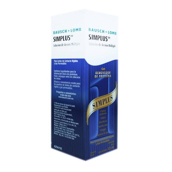 Solución de acción múltiple Simplus para lentes de contacto rígidos y de gas permeables 105 ml