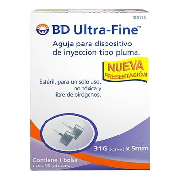Agujas para insulina BD Ultra Fine para dispositivo tipo pluma 31G x 5 mm 10 pzas