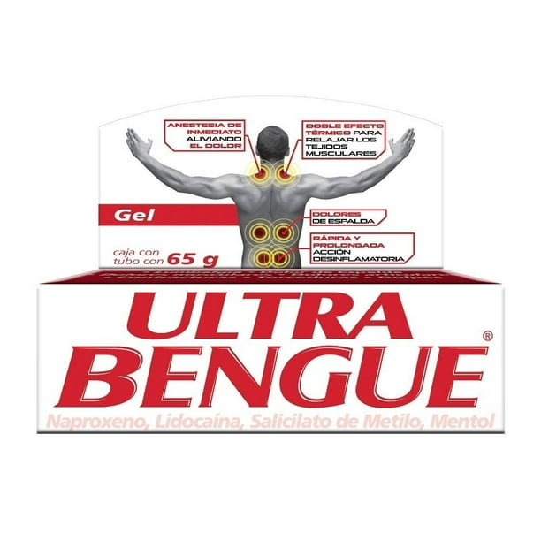 Gel Ultra Bengue Naproxeno, Lidocaína tubo rojo 65 g