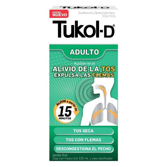 Tukol-D Guaifenesina 2.0 g / Dextrometorfano 0.2 g / 125 ml  jarabe adulto