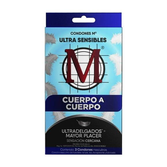 Condones M ultra Sensible cuerpo a cuerpo 3 pzas