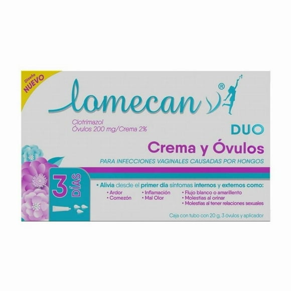 Lomecan V duo 200 mg/2% 3 óvulos y 1 crema de 20 g