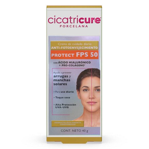 Crema facial Cicatricure Porcelana protectora de cuidado diario FPS 50 40 g