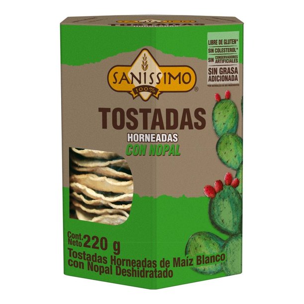 Tostadas de maíz Sanissimo horneadas con nopal 220 g