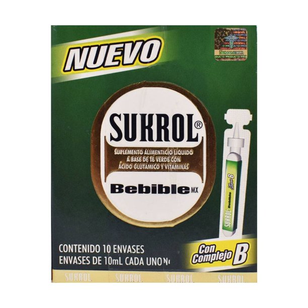 Suplemento alimenticio Sukrol bebible  con complejo B 10 envases de 10 ml c/u