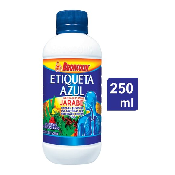 Broncolin Etiqueta azul mezcla de plantas solución oral 250 ml jarabe