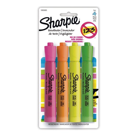 Marcador de Texto Sharpie Fluorescente 4 pzas