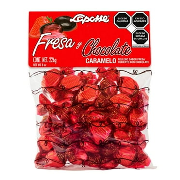 Caramelo Laposse relleno sabor fresa cubierto con chocolate 226 g