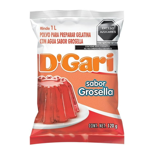 Polvo para preparar gelatina D' Gari de agua sabor grosella 120 g