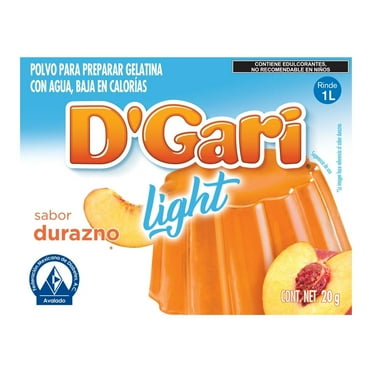 Polvo para preparar gelatina D' Gari Sin Azúcar de agua sabor durazno 20 g