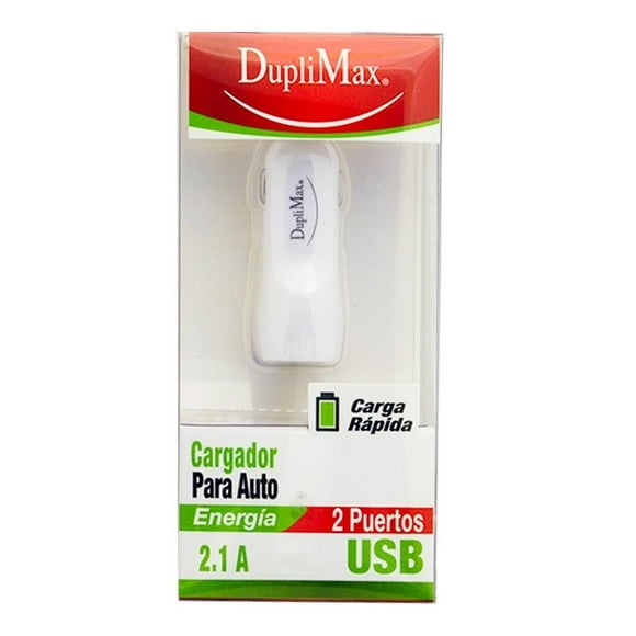 Cargador para Auto Duplimax con 2 Puertos USB Blanco