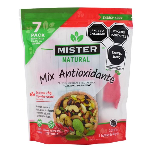 Mix de nueces y frutas Mister Natural antioxidantes 7 bolsas de 40 g c/u