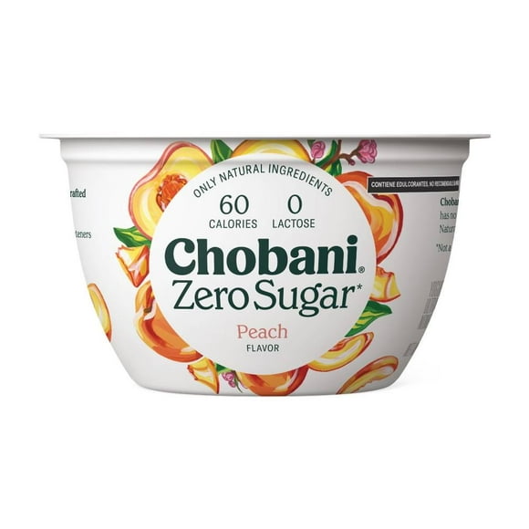 Yogurt griego Chobani Zero Sugar sabor durazno 150 g