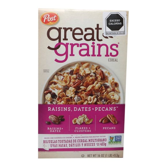 Cereal Post Great Grains con uvas pasa dátiles y nueces 453 g