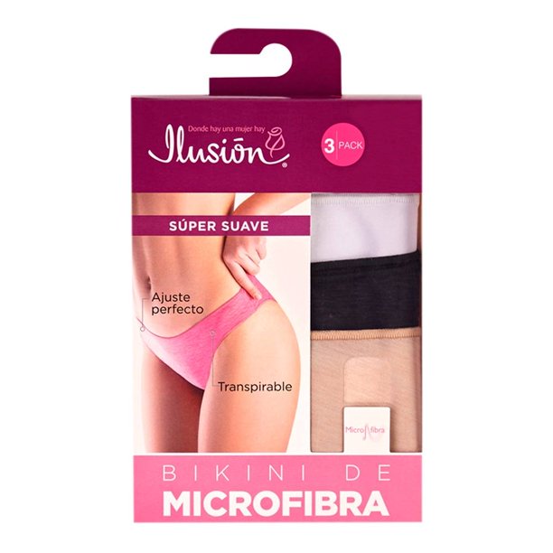 Bikini Ilusión para Mujer, Multicolor Microfibra Suave 1 Paquete con 3 Piezas Talla G