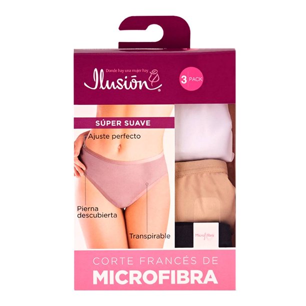 Pantaleta Ilusión para Mujer, Súper Suave Multicolor 3 Piezas Talla G